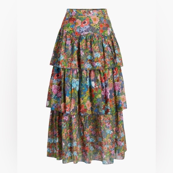 Warm NY / ruffle Tiered Band Floral Maxi Skirt XS - Picture 1 of 2